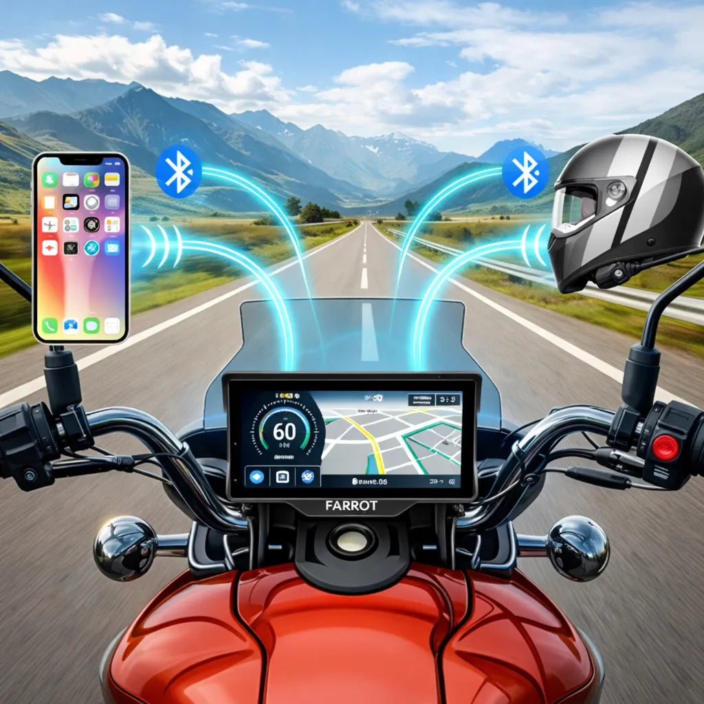 Motociklo navigacija FARROT (CarPlay, Android Auto)