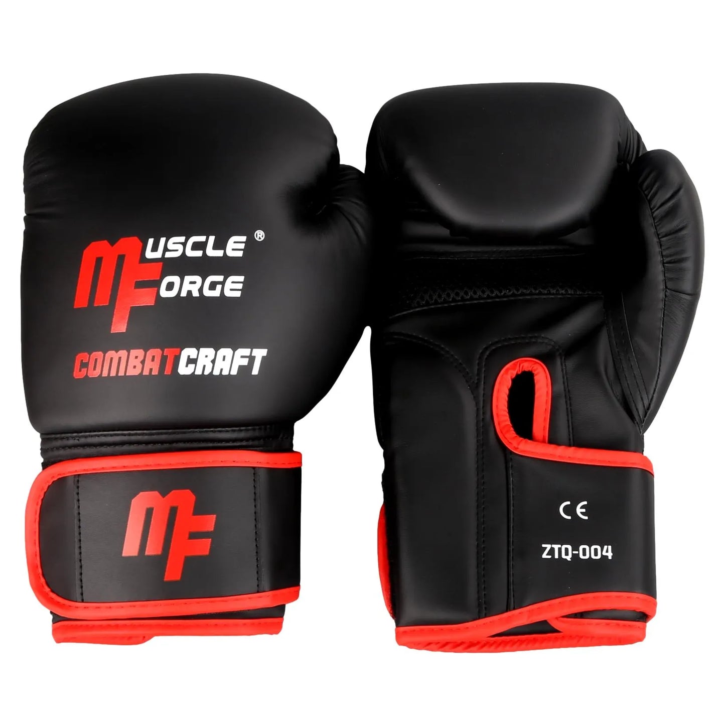 MuscleForge CombatCraft bokso pirštinės 12 oz – sparingų ir treniruočių, matinės juodos