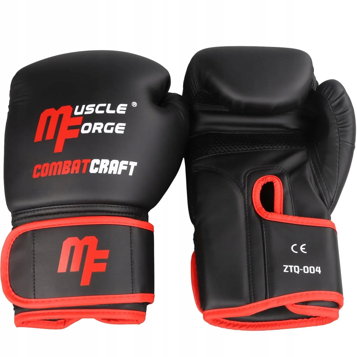MuscleForge CombatCraft bokso pirštinės 12 oz – sparingų ir treniruočių, matinės juodos