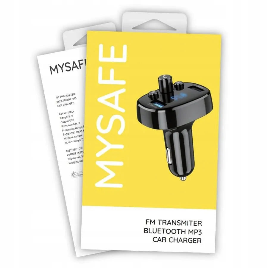 MYSAFE FM siųstuvas ir įkroviklis FMCAR juodas