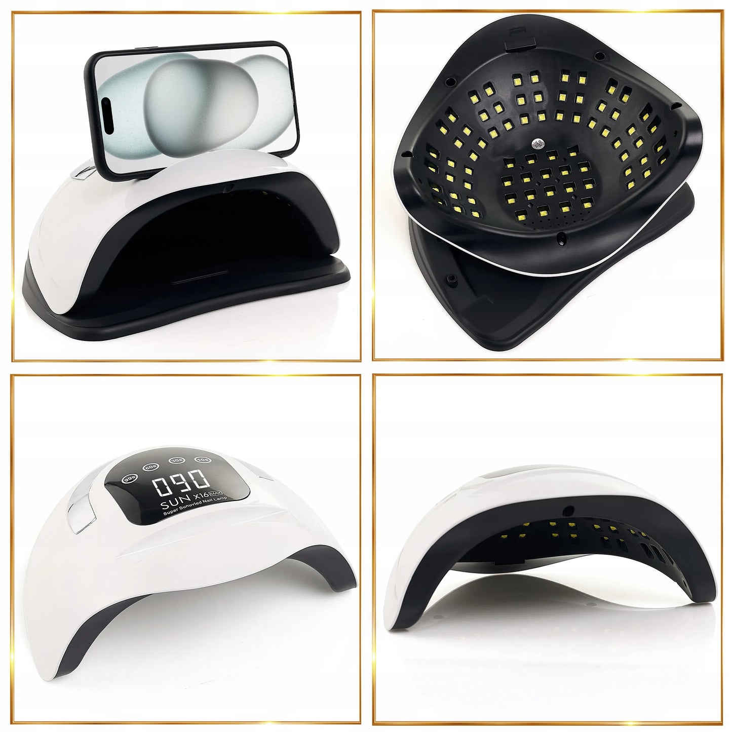 Nagų lempa hibridiniam lakui ir geliui UV SUN X16 LCD DUAL LED 320 W, naujausias modelis