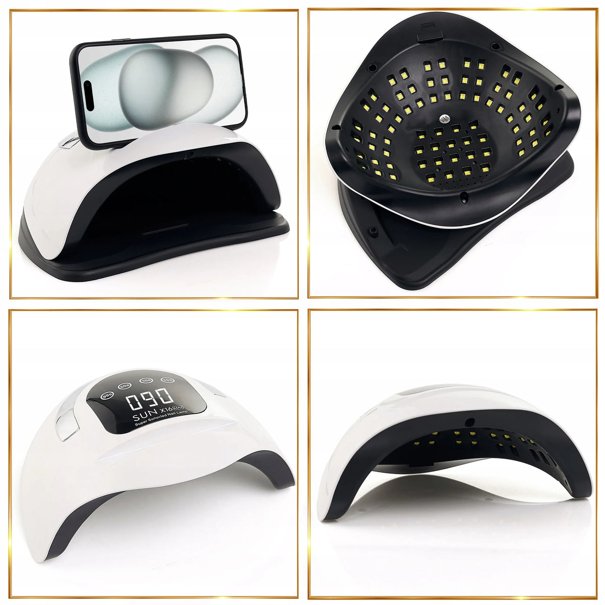 Nagų lempa hibridiniam lakui ir geliui UV SUN X16 LCD DUAL LED 320 W, naujausias modelis