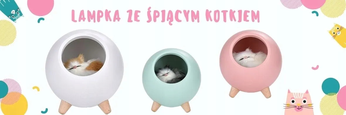 Naktinė lemputė su kačiuku vaikams, skirta stalui, mėtų spalvos