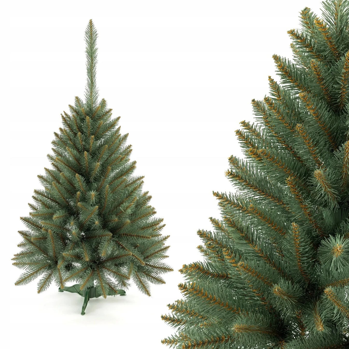 Natūralią eglę primenanti dirbtinė sidabrinė eglė iš PVC, 130 cm + stovas