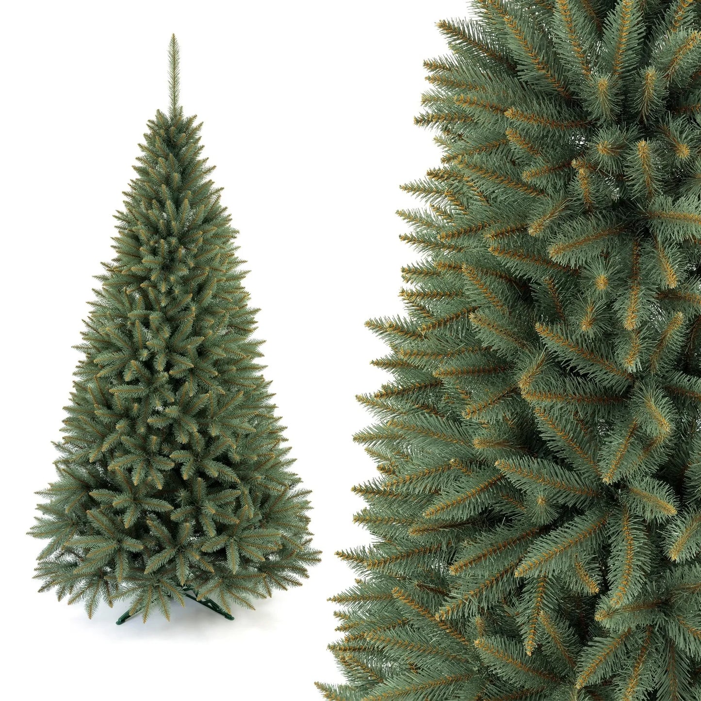 Natūralią eglę primenanti dirbtinė sidabrinė eglė iš PVC, 130 cm + stovas