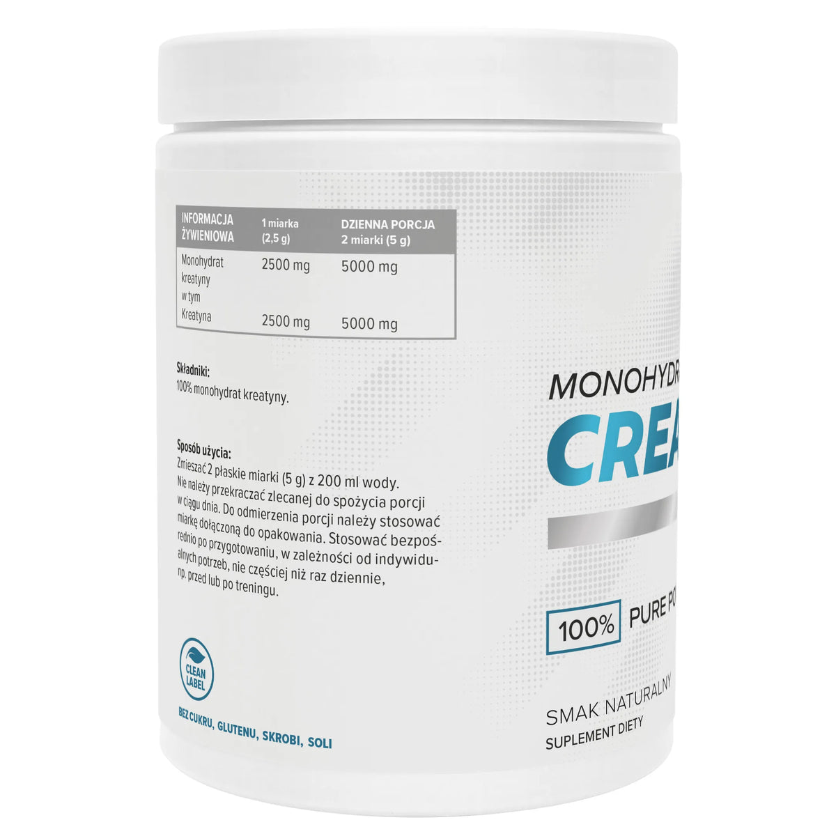 Natūralus kreatino monohidratas „Wish Pharmaceutical“, 500 g – 100 porcijų