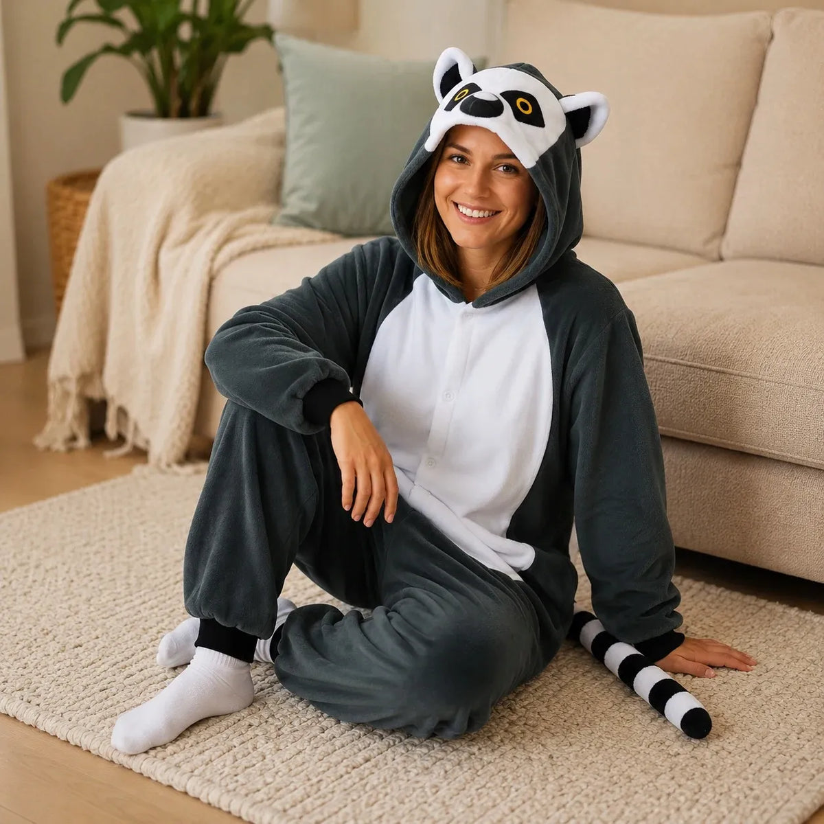 „nerd hunters“ lemūro kigurumi pižama-kostiumas, XL, 175–185 cm