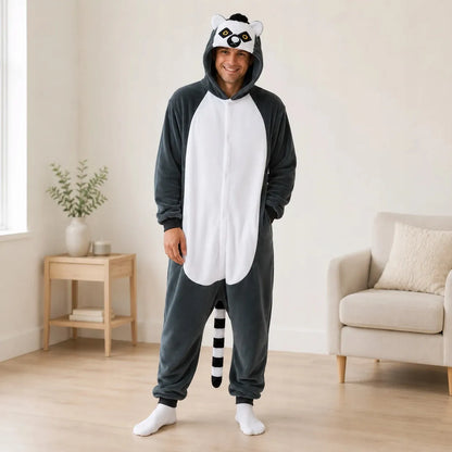 „nerd hunters“ lemūro kigurumi pižama-kostiumas, XL, 175–185 cm
