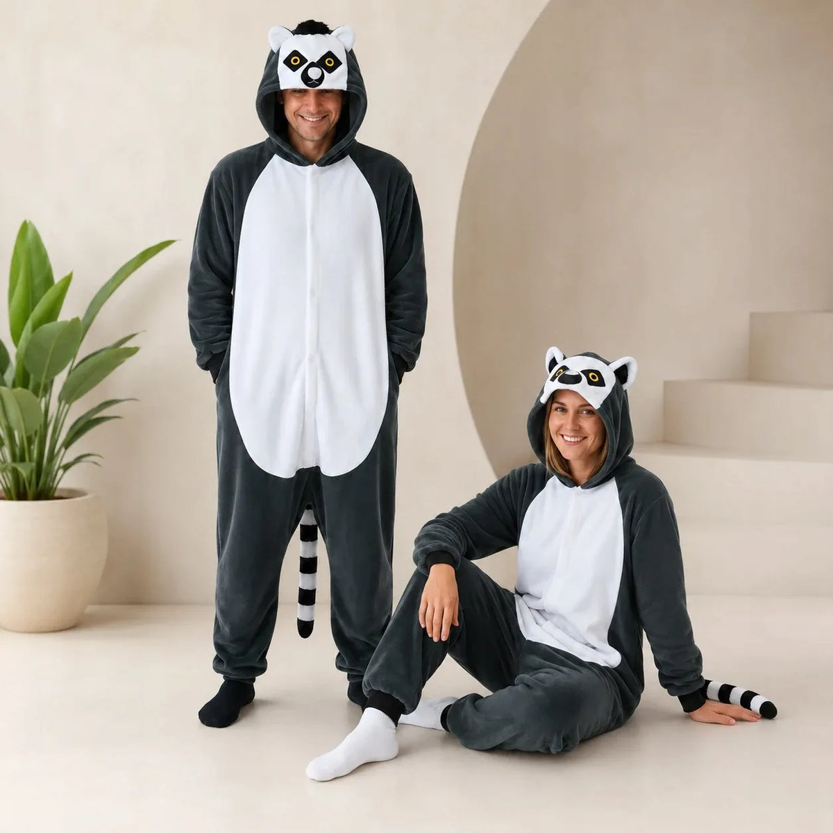 „nerd hunters“ lemūro kigurumi pižama-kostiumas, XL, 175–185 cm