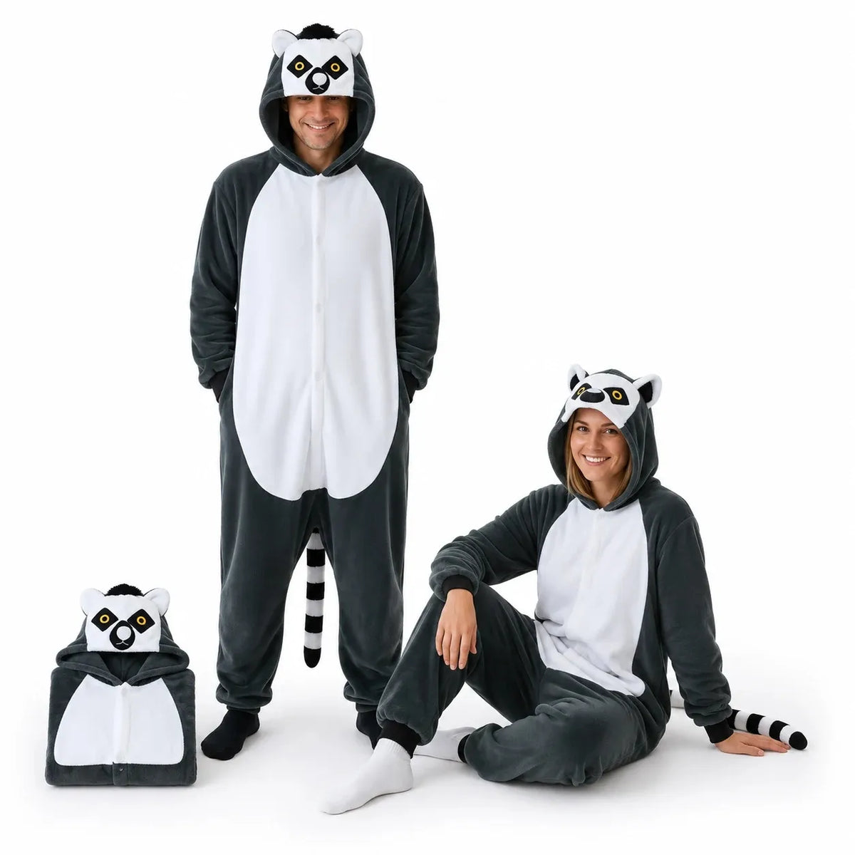 „nerd hunters“ lemūro kigurumi pižama-kostiumas, XL, 175–185 cm