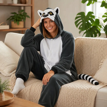 „nerd hunters“ lemūro kigurumi pižama-kostiumas, XL, 175–185 cm