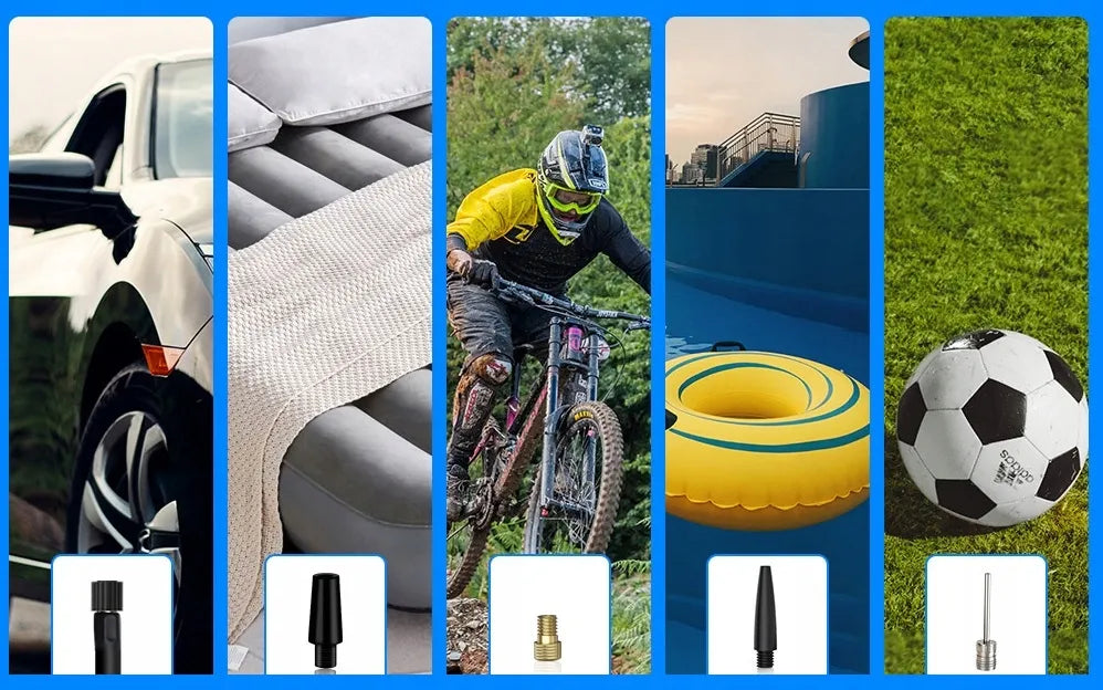 Nešiojama elektrinė padangų pompa Feegar, 12V automobilinis kompresorius su LED