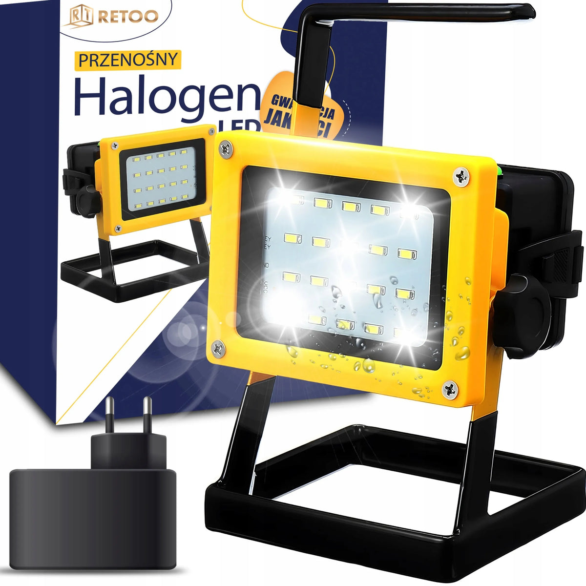 Nešiojamas akumuliatorinis LED darbo ir statybinis prožektorius RETOO 30W