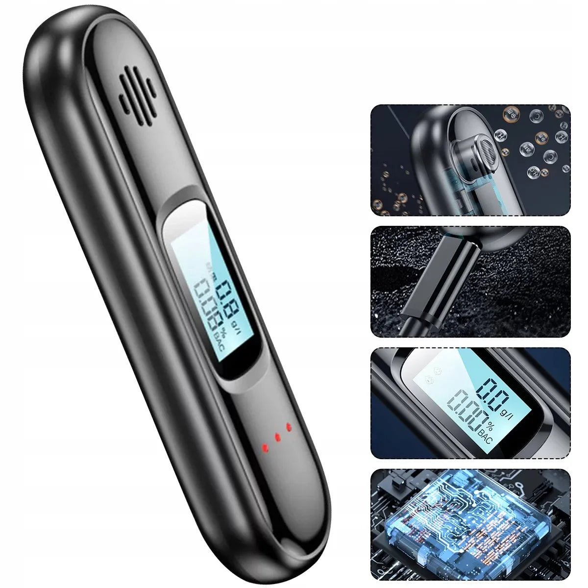 Nešiojamas bekontaktis alkoholio tikrintuvas T01 su USB, be kandiklio