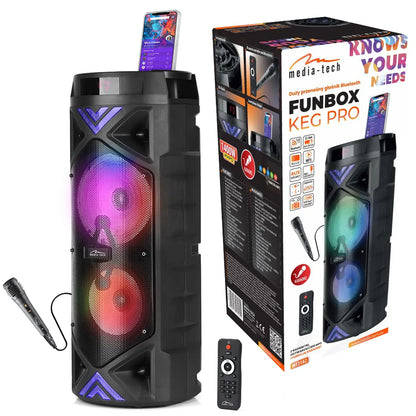 Nešiojamas Bluetooth 5.0+EDR garsiakalbis MEDIA-TECH FUNBOX KEG PRO 1400W KARAOKE