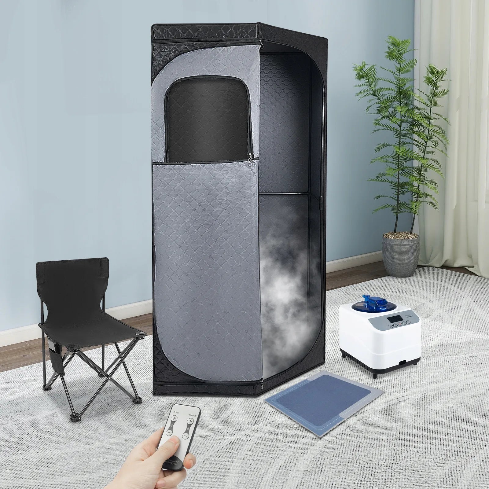 Nešiojamas kombinuotas saunos rinkinys su kėde ir 1350 W garų generatoriumi