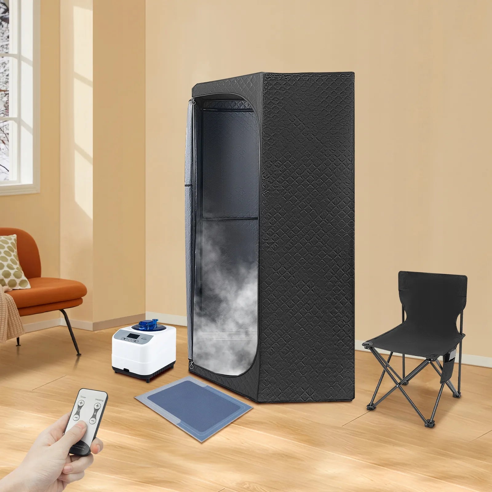 Nešiojamas kombinuotas saunos rinkinys su kėde ir 1350 W garų generatoriumi