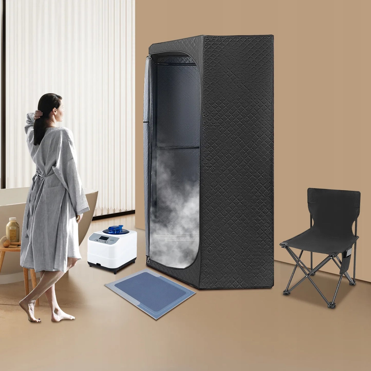 Nešiojamas kombinuotas saunos rinkinys su kėde ir 1350 W garų generatoriumi