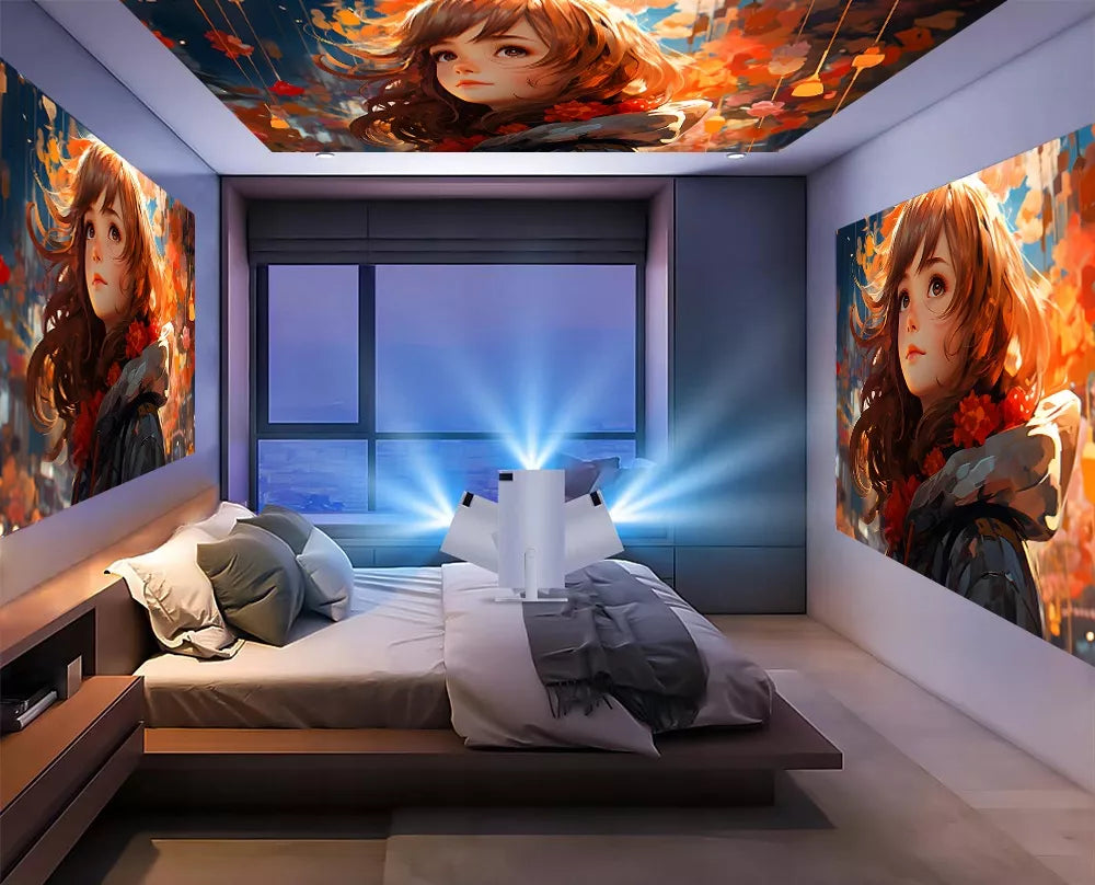 Nešiojamas pasukamas projektorius, Full HD, Android Smart TV, Wi-Fi