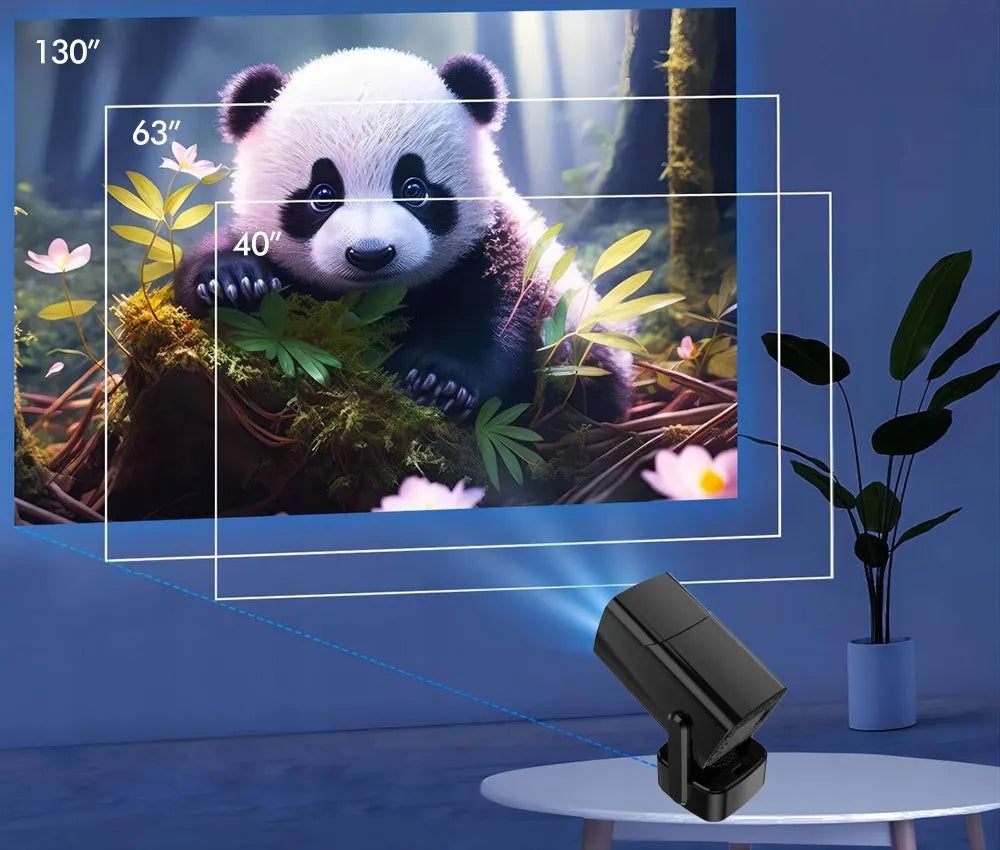 Nešiojamas projektorius „Android Smart TV“ „Wi-Fi“ „Full HD“ + dėklas ir garsiakalbis