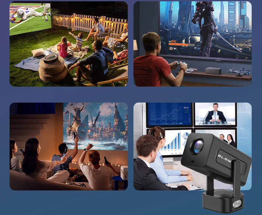 Nešiojamas projektorius „Android Smart TV“ „Wi-Fi“ „Full HD“ + dėklas ir garsiakalbis
