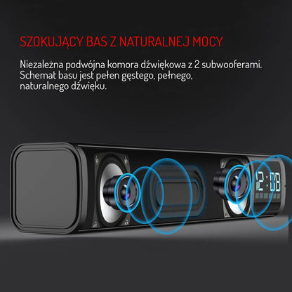 Nešiojamas „Soundbar“ garsiakalbis su žadintuvu „Bluetooth 5.0 Adler“