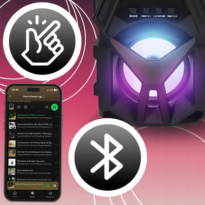 Nešiojamasis belaidis Bluetooth boombox garsiakalbis RETOO RGB USB TF kortelė AUX 400 W
