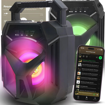 Nešiojamasis belaidis Bluetooth boombox garsiakalbis RETOO RGB USB TF kortelė AUX 400 W