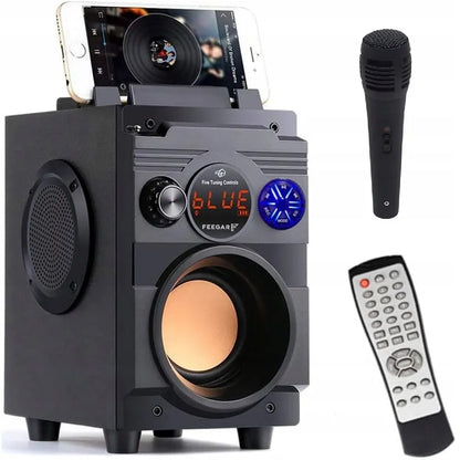 Nešiojamoji „Bluetooth“ kolonėlė Feegar ShowJet su karaoke mikrofonu, 3,5 mm AUX