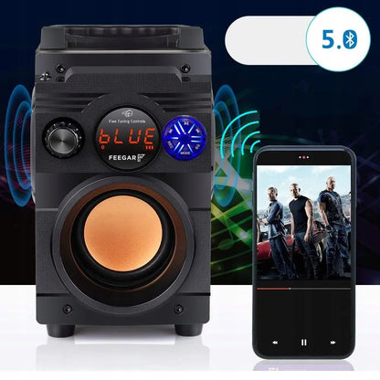 Nešiojamoji „Bluetooth“ kolonėlė Feegar ShowJet su karaoke mikrofonu, 3,5 mm AUX