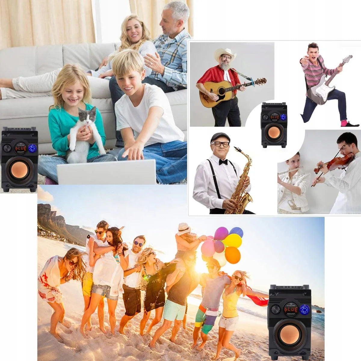Nešiojamoji „Bluetooth“ kolonėlė Feegar ShowJet su karaoke mikrofonu, 3,5 mm AUX