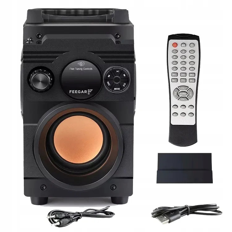 Nešiojamoji „Bluetooth“ kolonėlė Feegar ShowJet su karaoke mikrofonu, 3,5 mm AUX