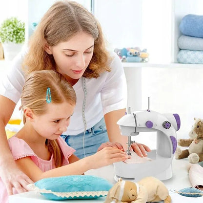 Nešiojamoji mini siuvimo mašina RETOO su priedais ir dovanomis, LED apšvietimu, 2 režimais