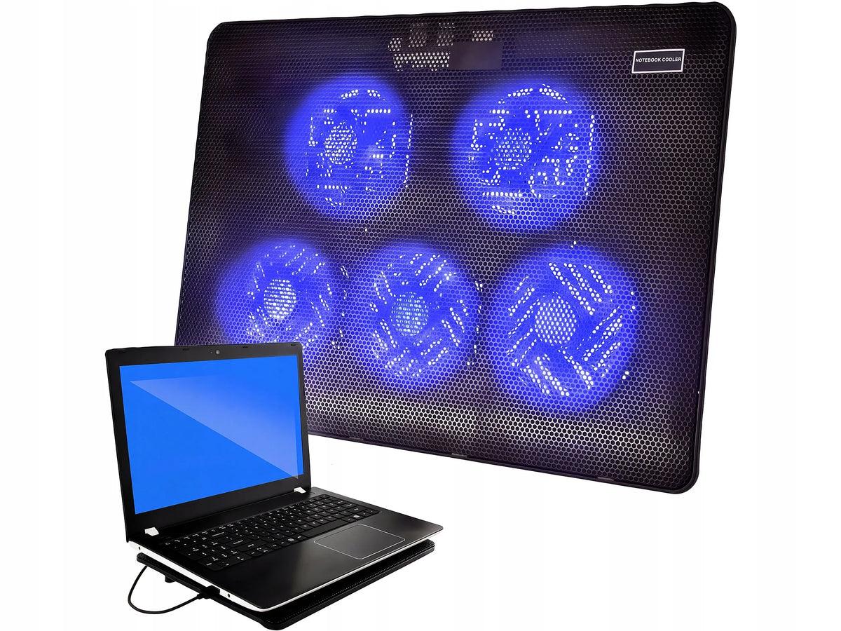 Nešiojamojo kompiuterio aušinimo stovas „Retoo“, 17 colių, 5 ventiliatoriai, LED, USB