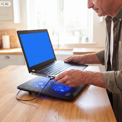 Nešiojamojo kompiuterio aušinimo stovas „Retoo“, 17 colių, 5 ventiliatoriai, LED, USB
