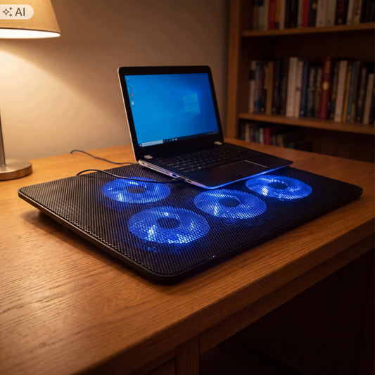 Nešiojamojo kompiuterio aušinimo stovas „Retoo“, 17 colių, 5 ventiliatoriai, LED, USB