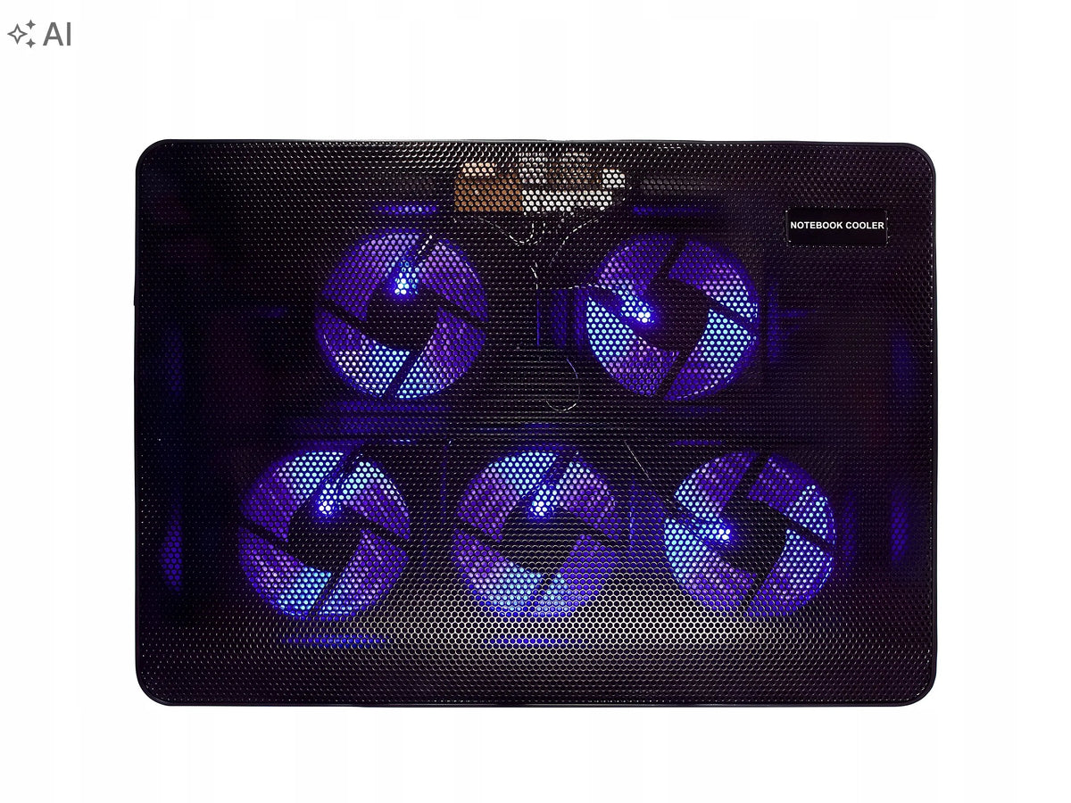 Nešiojamojo kompiuterio aušinimo stovas „Retoo“, 17 colių, 5 ventiliatoriai, LED, USB