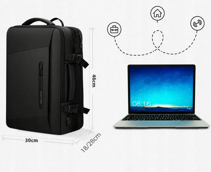 Nešiojamojo kompiuterio kuprinė 17" USB juoda verslo miesto stiliaus Mark Ryden