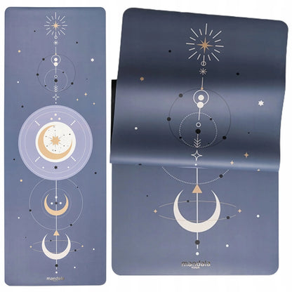 Neslystantis jogos kilimėlis MANDALA BLUE GALAXY su mikropluoštu 4mm PREMIUM PU