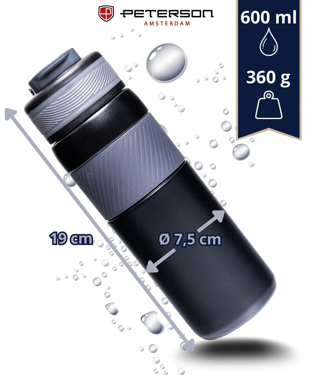 Neslystantis Peterson 660 ml termo puodelis kavai ir automobiliui