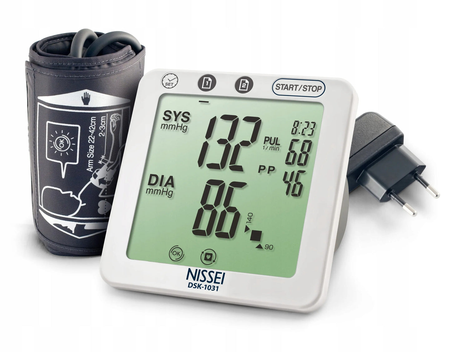 Nissei DSK-1031 žasto kraujospūdžio matuoklis su maitinimo adapteriu