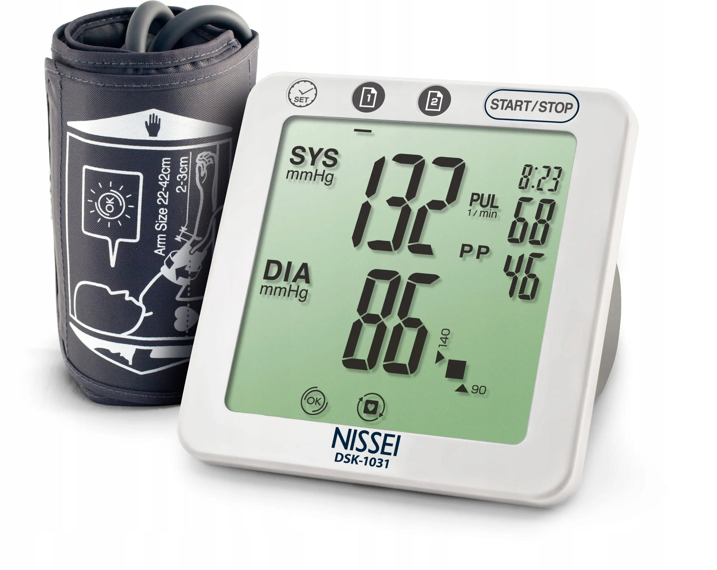 Nissei DSK-1031 žasto kraujospūdžio matuoklis su maitinimo adapteriu