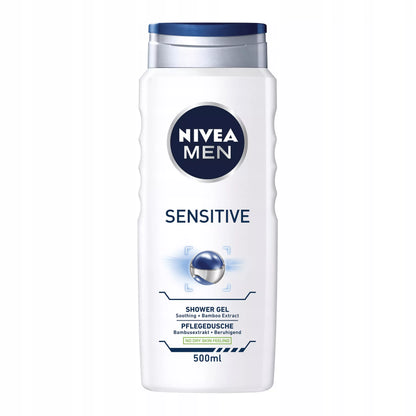 NIVEA MEN vyriškas dušo gelis – kūno prausiklis 500ml x5 + DOVANA