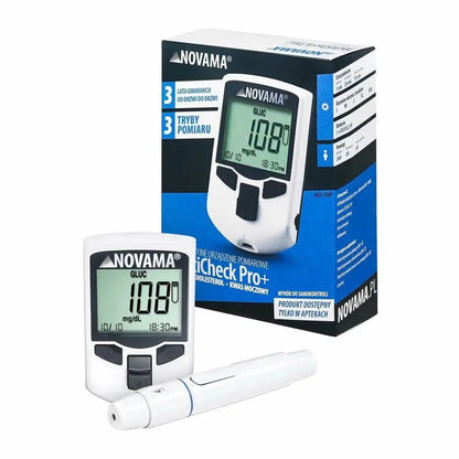 NOVAMA Gliukomatis MULTICHECK PRO+ CHOLESTEROLIS ŠLAPIMO RŪGŠTIS GLIUKOZĖ CUKRUS