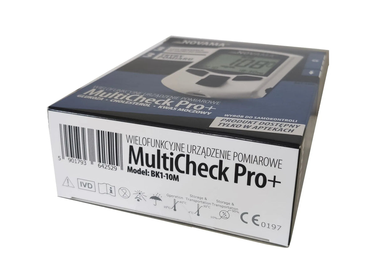NOVAMA Gliukomatis MULTICHECK PRO+ CHOLESTEROLIS ŠLAPIMO RŪGŠTIS GLIUKOZĖ CUKRUS