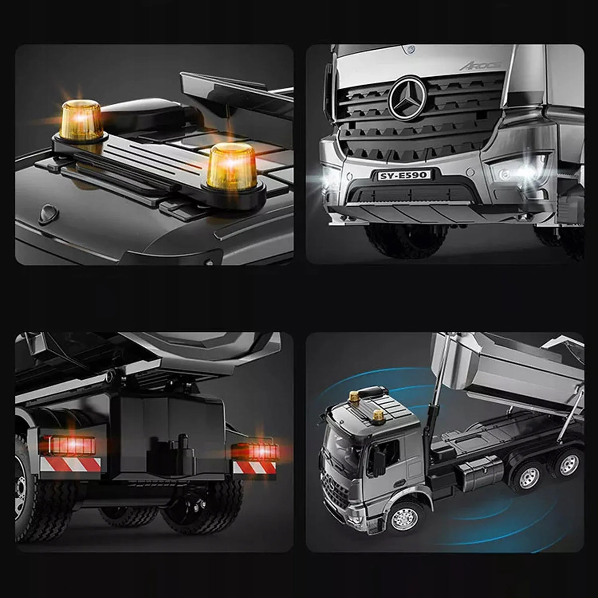Nuotoliniu būdu valdoma metalinė savivartė „Mercedes Arocs“, 1:20 mastelis