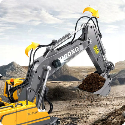 Nuotoliniu būdu valdoma vikšrinė ekskavatoriaus mašinėlė vaikams su šviesos ir garso efektais