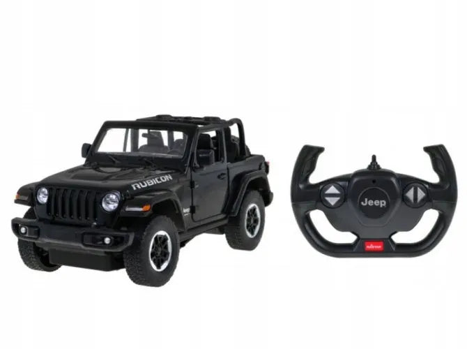 Nuotoliniu būdu valdomas automobilis Coil Jeep Wrangler RS, juodas, 1:14