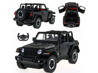 Nuotoliniu būdu valdomas automobilis Coil Jeep Wrangler RS, juodas, 1:14
