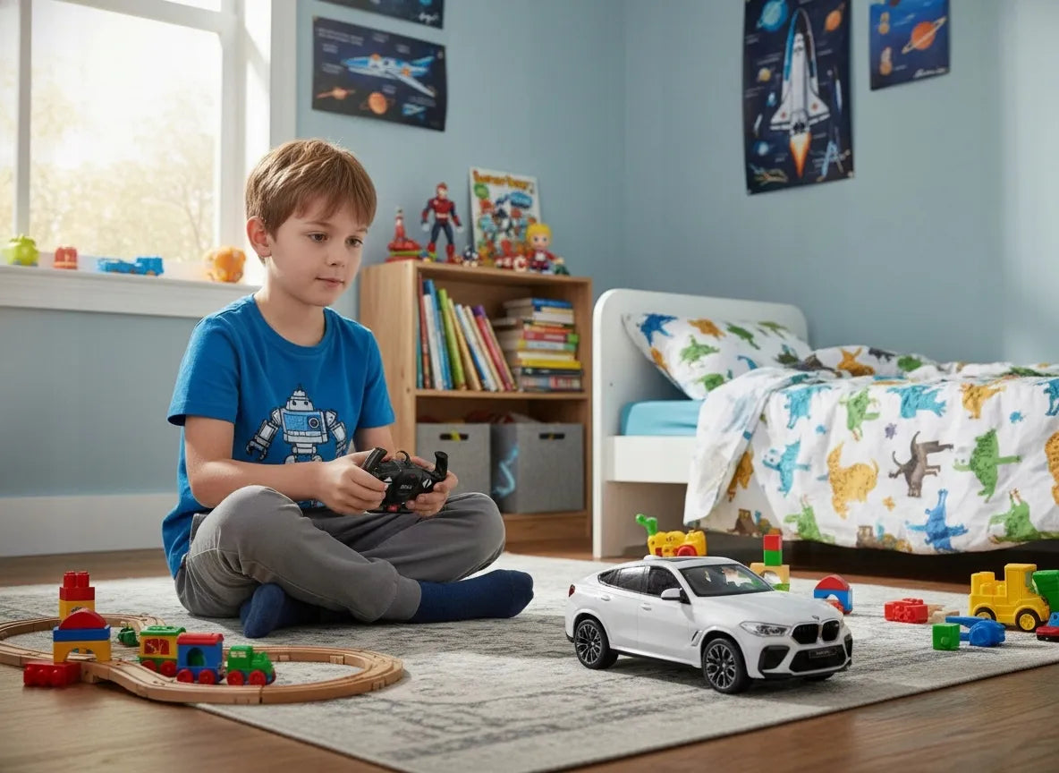 Nuotoliniu būdu valdomas automobilis RC „Rastar“ BMW X6 M su LED žibintais, baltas